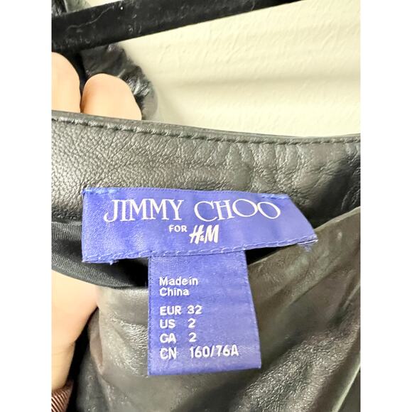 Jimmy Choo for H&M One Shoulder Leather Mini Dress Black Women's Size US 2 - Picture 4 of 6